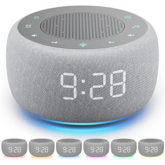 Sound Machine & Alarm Clock 2-in-1, 18 Soothing Sound, 7 Night Light,Sleep Timer - Picture 1 of 7